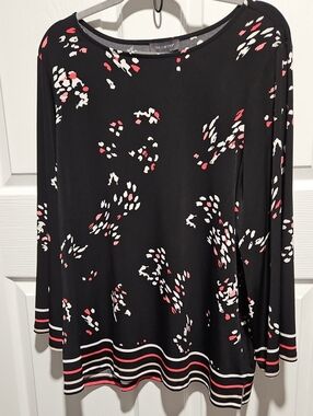 The Limited Black Top with White and Coral Print